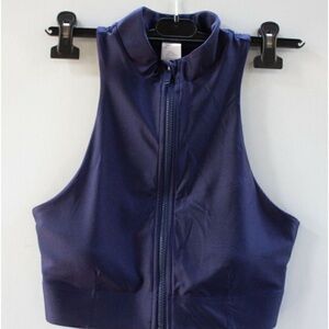 Fabletics Blue Sleeveless Vest with Fitted Silhouette and Full-Length Zipper NWT